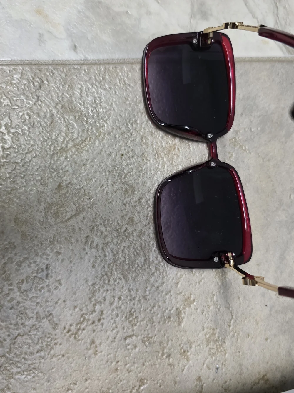 Women’s Red Square Sunglasses with Gold Bee Detail